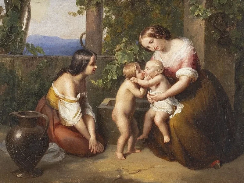 1807-Johann Wilhelm Schütze - Scena idilliaca con donne e bambini.